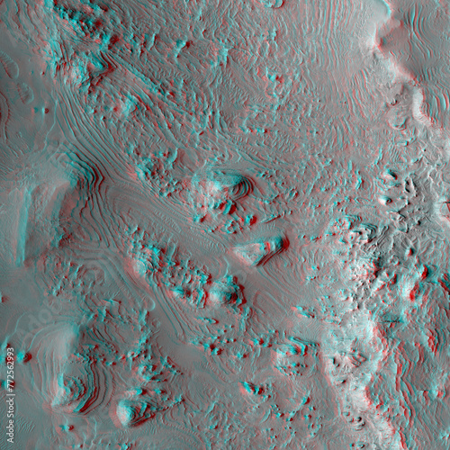 Mars in 3D. Layers in Crater Southwestern Arabia Terra. Anaglyph image. Use red/cyan 3d glasses.
Image from the Mars Reconnaissance Orbiter. NASA/JPL/University of Arizona.