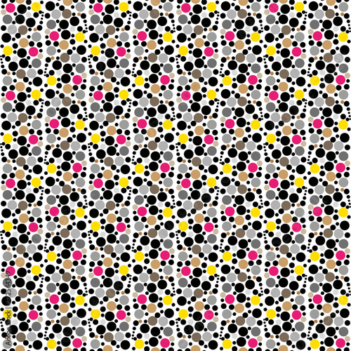 Seamless graphic vector pattern consisting of multi-colored circles in art deco style