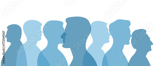 Silhouettes of men of different nationalities.Vector illustration.