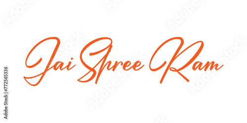 Jai Shree Ram hand written calligraphy transparent png or isolated on white background.	