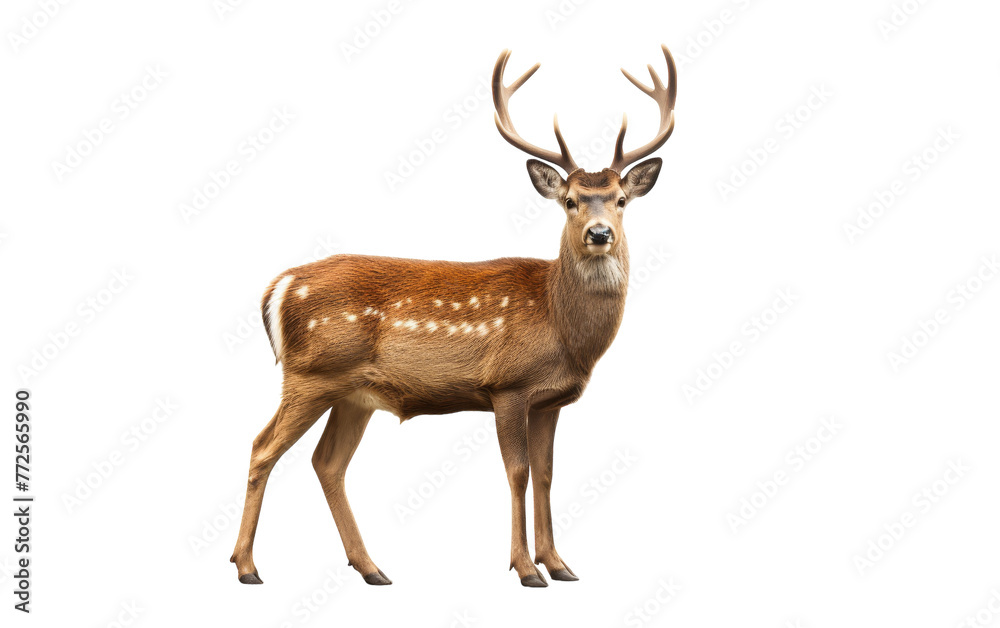Majestic deer standing gracefully in front of a luminous white background