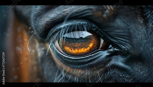 Extreme close up of horse eyes front