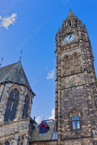Clock tower and ragment of town hall buliding of town hal of rochdale photo