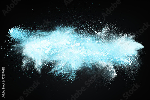 Abstract design of blue powder snow cloud explosion