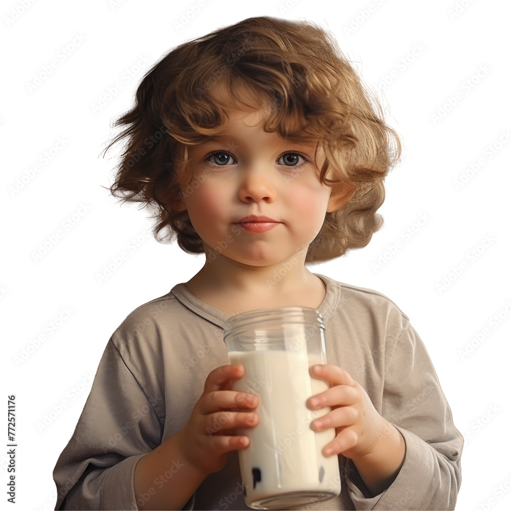The toddlers blond hair falls gently as he clutches the glass of plant milk in his tiny hands, a beautiful gesture symbolizing innocence and purity on transparent The toddlers blond hair falls gently as he clutches the glass of plant milk in his tiny hands, a beautiful gesture symbolizing innocence and purity on transparent