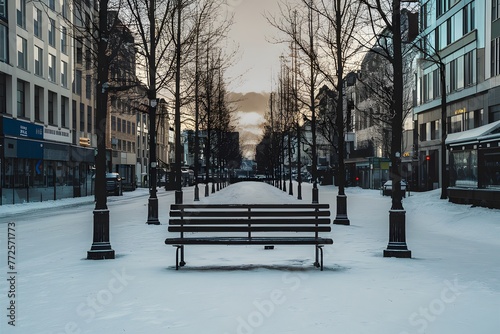 Northern Europes solitude captured in empty public bench scene © Jawed Gfx