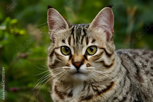 Photo Close up portrait captures undomesticated cats wild essence