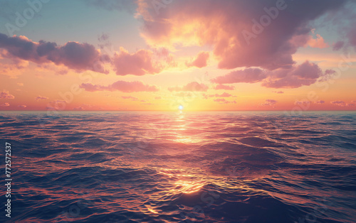 Serene Sunset over calm sea and clouds banner