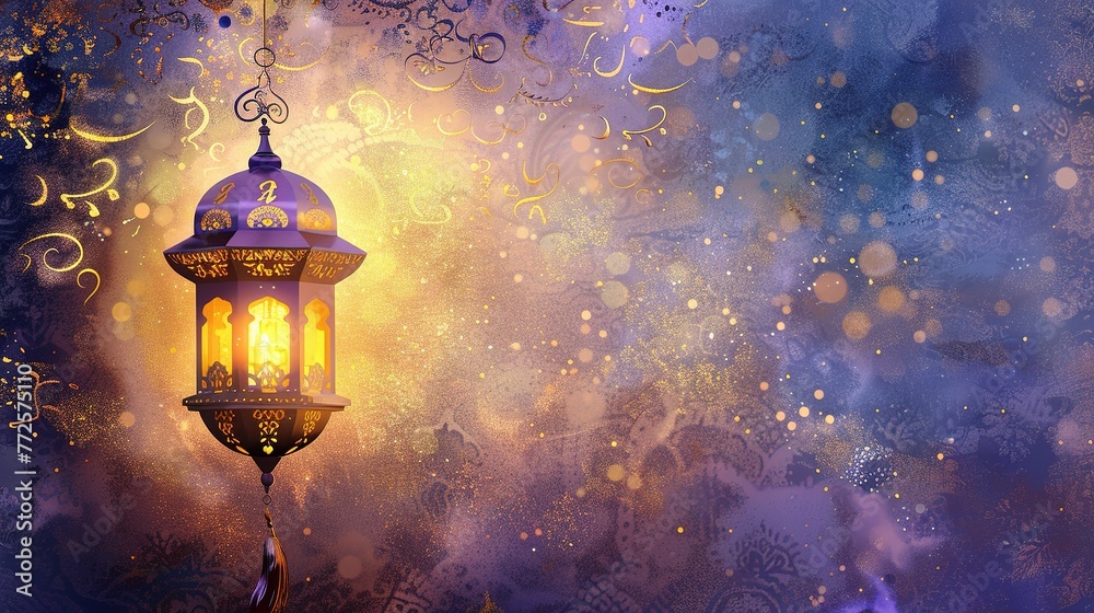 Festive greeting card for Muslim holy month Ramadan Kareem & Eid Mubarak generative ai image Festive greeting card for Muslim holy month Ramadan Kareem & Eid Mubarak generative ai image