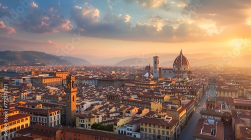 Sunset over Florence Cathedral from above photo