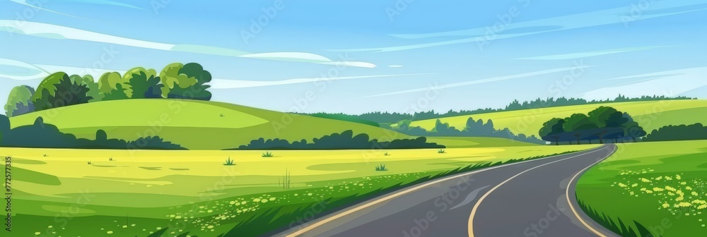 Country Road Painting in the Countryside. Generative AI