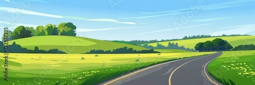 Country Road Painting in the Countryside. Generative AI