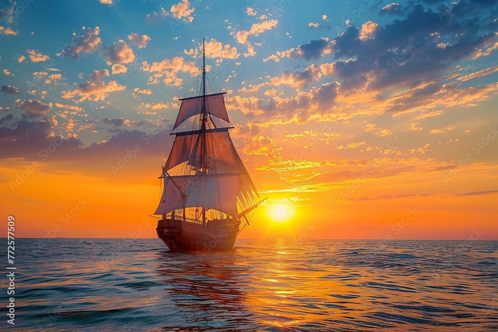 Sailing Ship in the Ocean