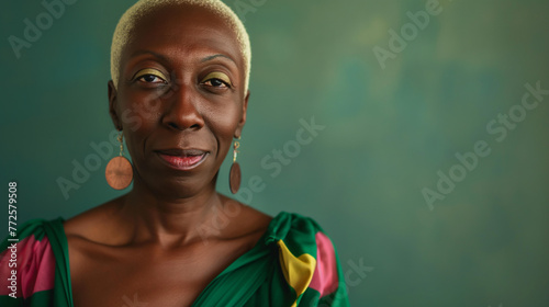 Retrato de una mujer afroamericana  con pelo blanco photo