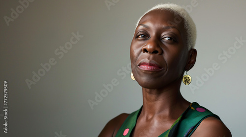 Retrato de una mujer afroamericana  con pelo blanco photo