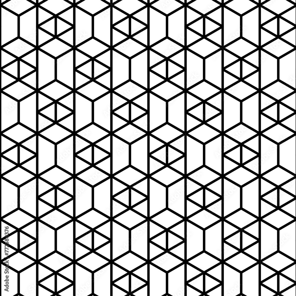 Abstract. black and white hexagon geometric background pattern seamless. Vector.