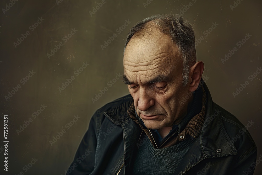 Fototapeta premium sad mature man in a room thinking