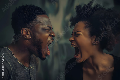 Image of a black couple screaming at each other 8k photo