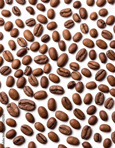 Dark Roast Coffee Beans on White Background