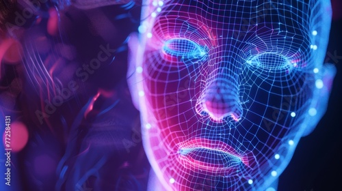 Persons Face Illuminated by Glowing Lights