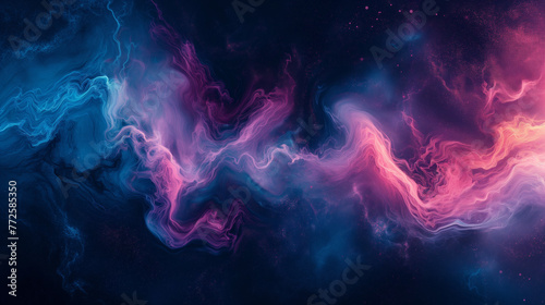 Purple neon smoke on dark background. Ink color blend. Paint water drop. Transition reveal effect.