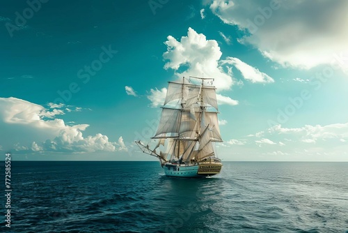Majestic ship navigating the vast expanse of the sea, a symbol of adventure, exploration, and human endeavor