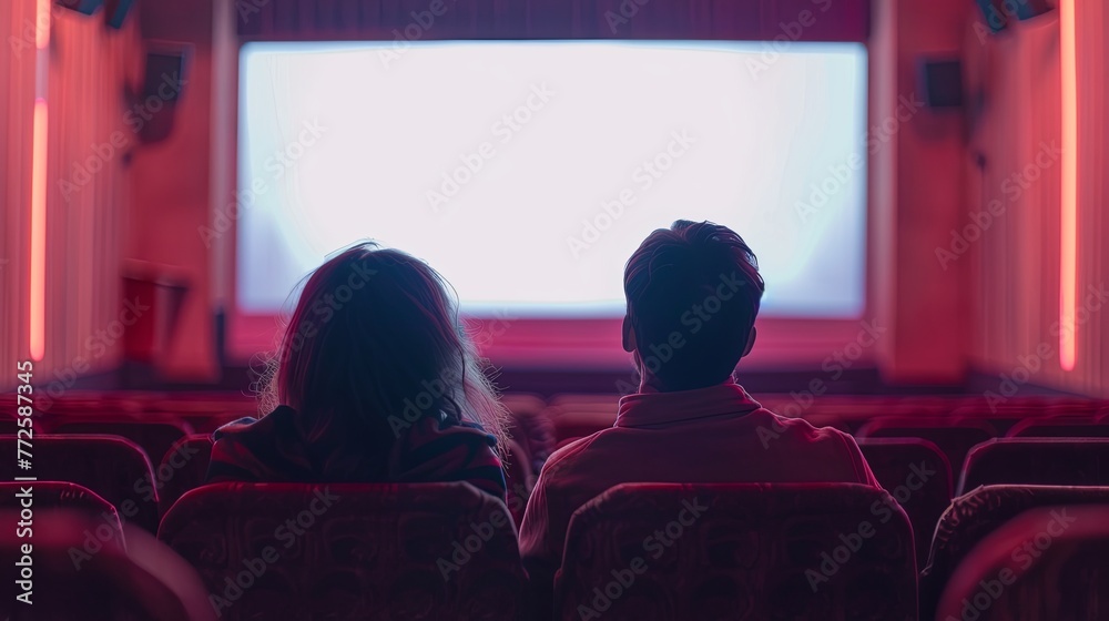 Couple boy and girl sits in movie cinema hall wallpaper background Couple boy and girl sits in movie cinema hall wallpaper background
