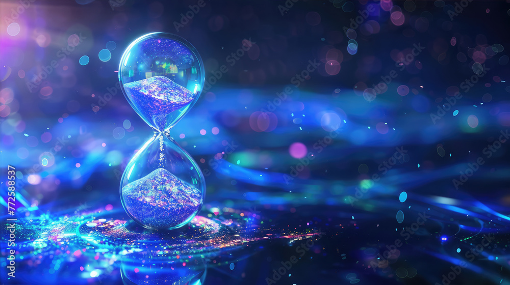 Hourglass of time for managing time and space. Magical glow effect Hourglass of time for managing time and space. Magical glow effect