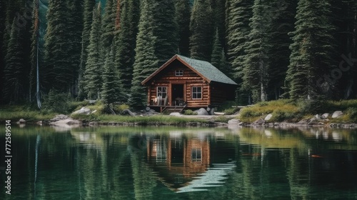 Secluded Cabin by a Tranquil Forest Lake