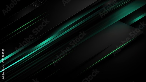Modern Abstract Green Lines on Black Background