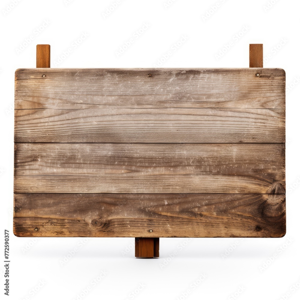 Rustic Wood Signboard Isolated on White