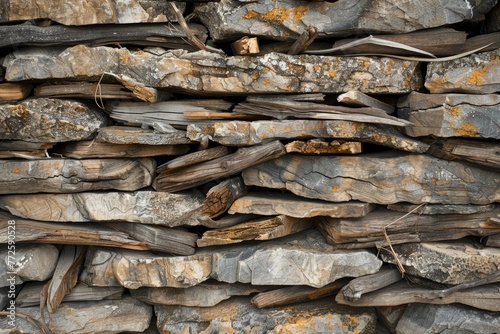 background stone, wood. wall. Village. Wallpaper. Concept of nature, tranquility