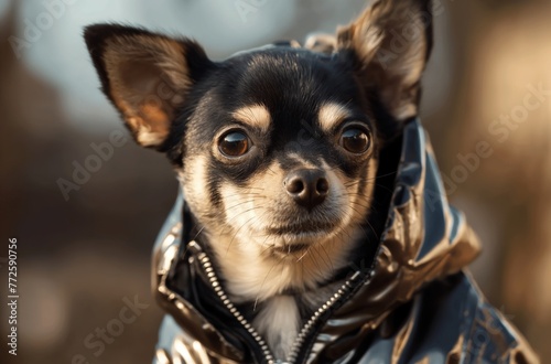 Chihuahua in stylish jacket