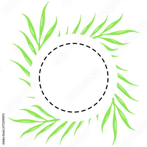 Floral vector card design with green leaves, round frame for printing. Vector garden illustration, Wedding Invitation