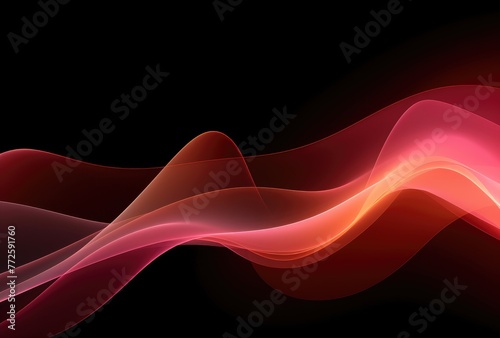 Abstract Pink Waves on Black Background