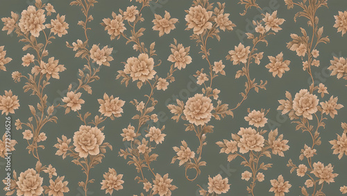 Abstract vintage wallpaper with vines and flowers