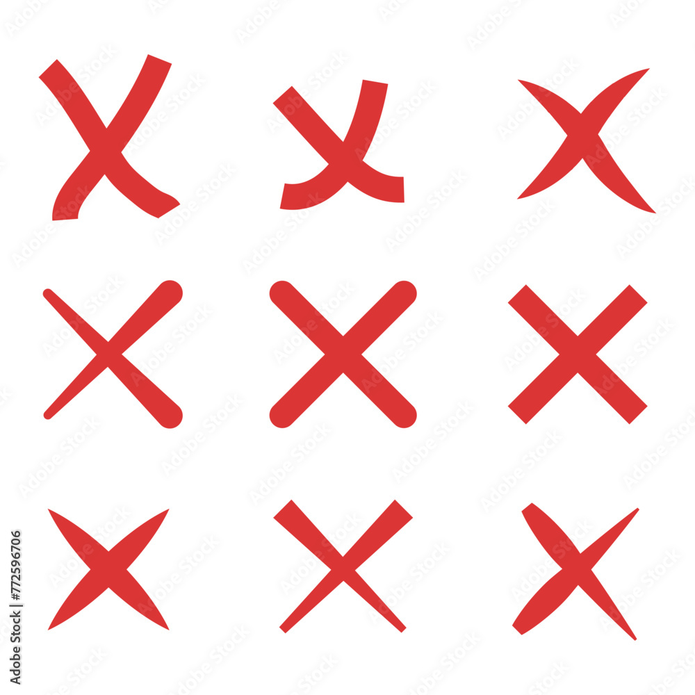 Fototapeta premium A set of crosses for marking, for use in graphic design