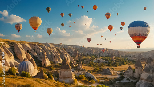 Flying balloons in Cappadocia scenic
