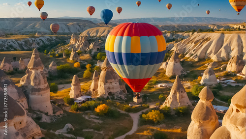 Flying balloons in Cappadocia sunshine