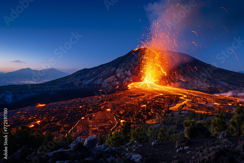 Massive Volcano Erupting With Lava