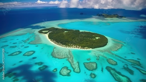 Aerial Tupai Bora Bora Tahaa Society Islands Atoll Pacific Ocean barrier reef Lagoon Tropical travel tourism photo