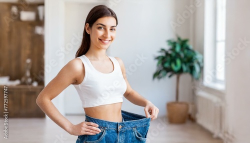 JOVEM COM AS ROUPAS LARGAS DEVIDO A PERDA DE PESO, EMAGRECIMENTO, PERDA DE MEDIDAS photo