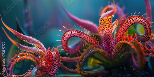 Colorful and exotic alien plant - extraterrestrial flora - fictional does not exist in nature