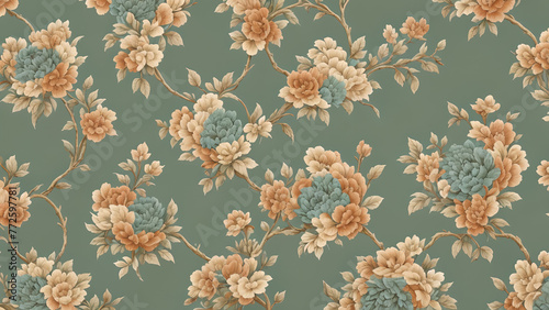 Abstract vintage wallpaper with vines and flowers