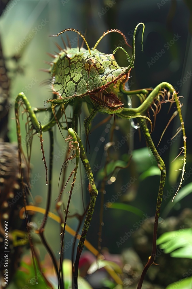 Naklejka premium Colorful and exotic alien plant - extraterrestrial flora - fictional does not exist in nature