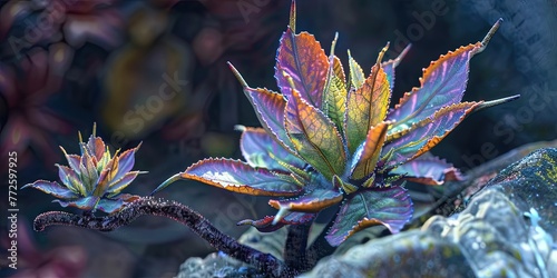 Colorful and exotic alien plant - extraterrestrial flora - fictional does not exist in nature