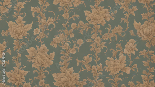 Abstract vintage wallpaper with vines and flowers