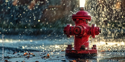 Fire hydrant spraying water photo