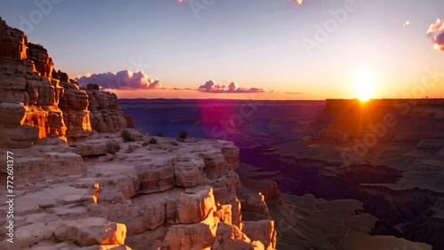 Sunset over Grand Canyon National Park, Arizona, United States, AI Generated photo