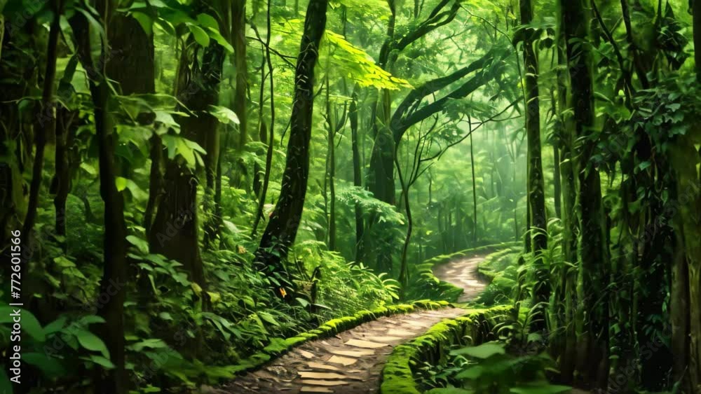 Path in the rainforest of Doi Inthanon National Park, Chiang Mai, Thailand, AI Generated Path in the rainforest of Doi Inthanon National Park, Chiang Mai, Thailand, AI Generated